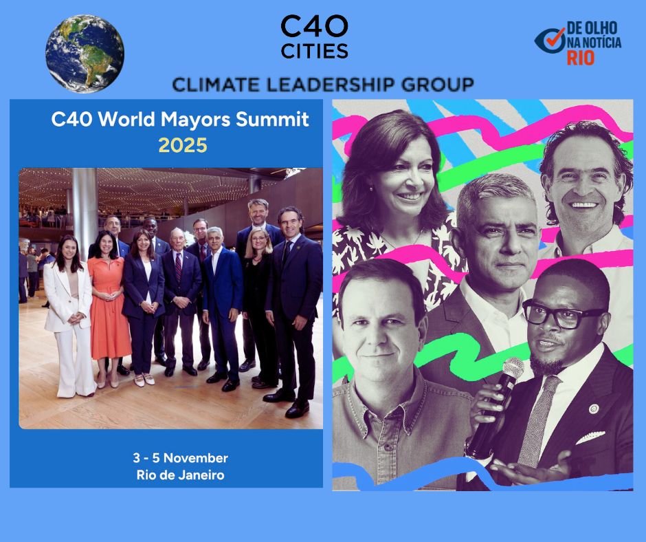alt="Prefeitos de cidades globais reunidos em Paris e Londres durante encontros preparatórios para a Cúpula Mundial da C40 que acontecerá no Rio de Janeiro">