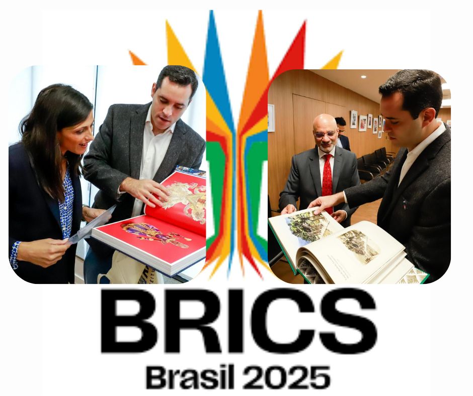 Eduardo Cavaliere com delegação francesa e o embaixador da índia no Rio