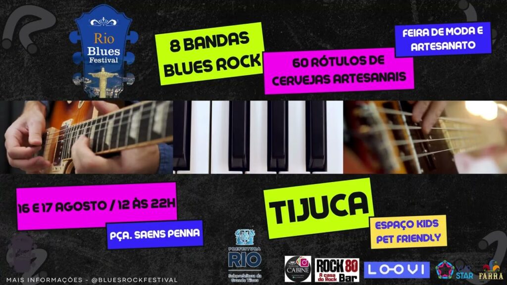 show de banda de rock durante o Blues Rock Festival no Rio de Janeiro.
