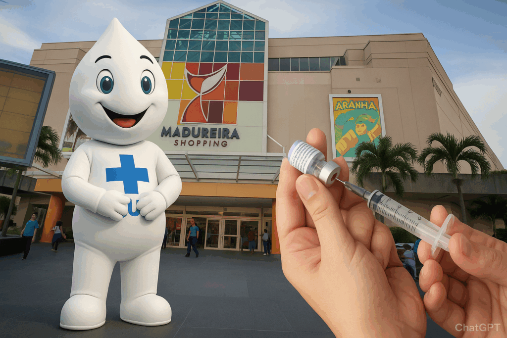 ponto de imunização no Shopping Madureira, no Rio de Janeiro.