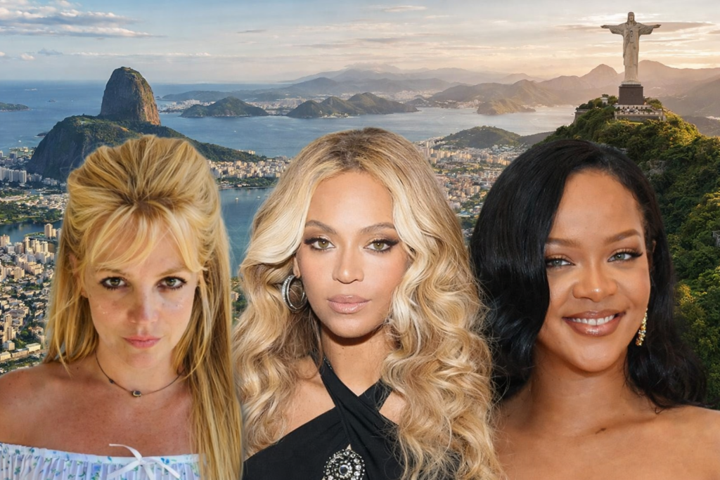 praia de Copacabana com megashow : cantora Britney Spears.