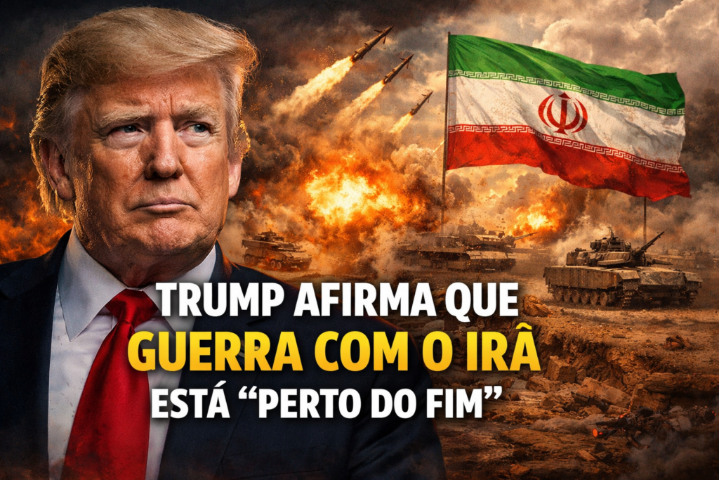 Donald Trump falando sobre a situação da guerra com o Irã.