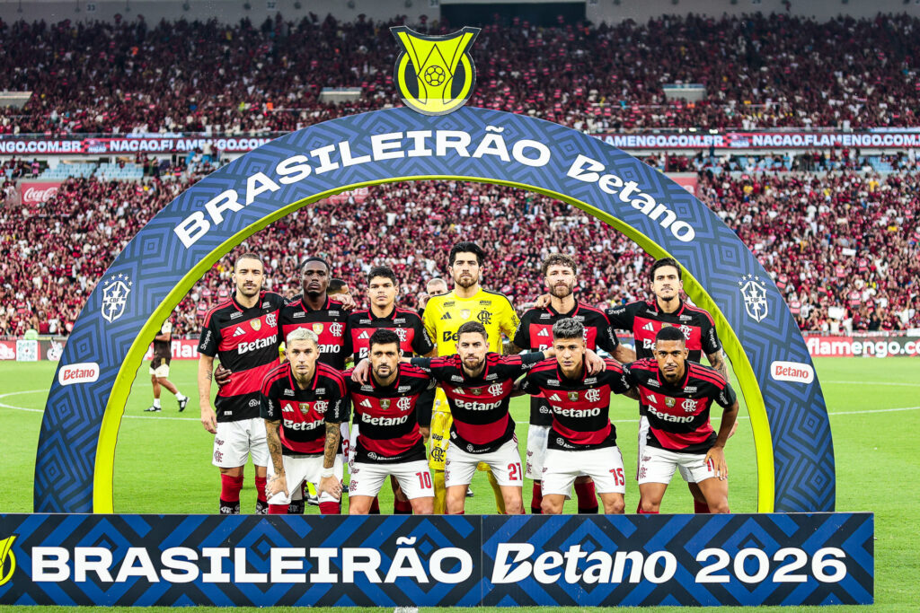 Time do Flamengo antes da vitória contra o Santos 