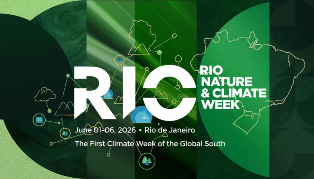  no Museu do Amanhã anunciando a Rio Nature and Climate Week e o show do Global Citizen em Ipanema.