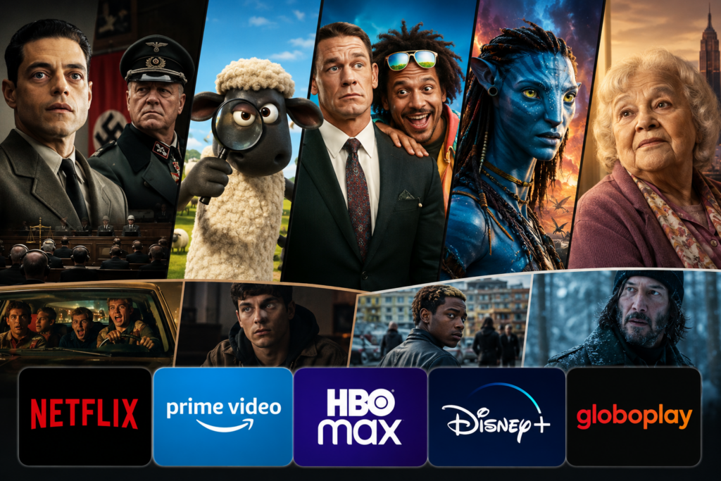 Filmes novos para assistir na Netflix, Prime Video, HBO Max, Disney+ e Globoplay.