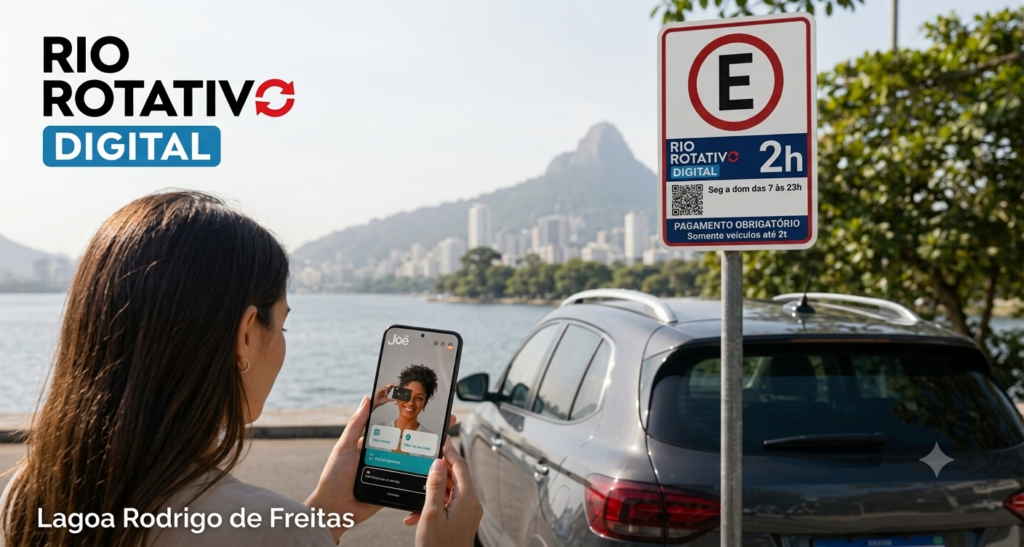 Motorista utilizam vagas do Rio Rotativo Digital na Lagoa Rodrigo de Freitas com pagamento pelo aplicativo Jaé.