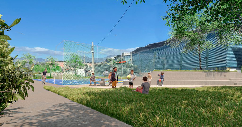 Obras de urbanização e construção do Parque Linear no Complexo da Maré no Rio de Janeiro.